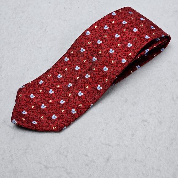 Floral Tie‎ Metropolitan Museum Of Art Red Blue Flowers 100% Silk Made In Italy - Picture 2 of 8